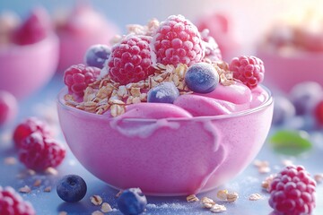 Healthy Breakfast Bowl with Yogurt, Berries, and Granola - Delicious & Nutritious Top View Snack