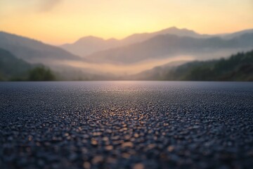 Sunset Journey through Misty Mountains. Open Road Adventure and Scenic Views