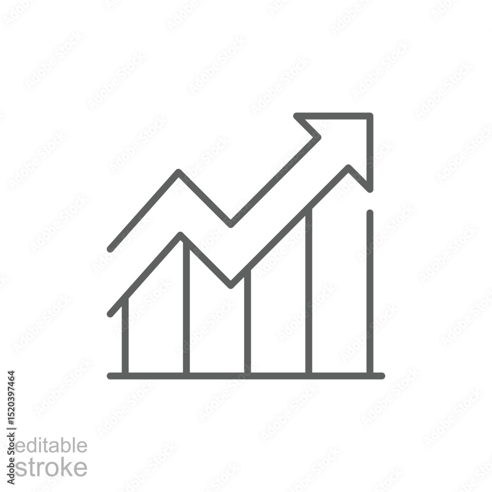 Poster line art graph showing market growth and consumption trends business development and statistical dat