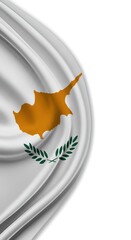 Cyprus Map with Flag and Laurel Wreath Symbolism