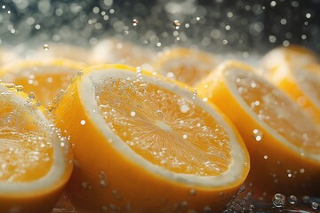 Bright and Juicy Lemon Slices Splashing in Fresh Citrus Water Healthy Vibrant Summer Refreshment