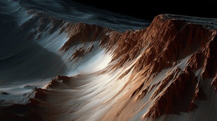 Dramatic Martian Landscape with Rugged Terrain and Shadows