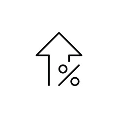 Arrow Up Line Icon with Percent Sign Showing Sales Growth Revenue Increase or Financial Improvement Vector