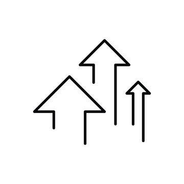 Line Icon of Rising Arrows Symbolizing Success Boost Improvement and Upward Movement in Business or Statistics