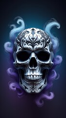 skull design with colorful smoke smartphone background