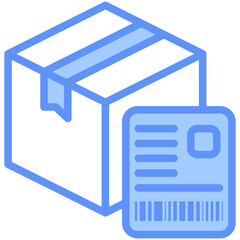 Shipping Label Icon Outline Blue - obrazy, fototapety, plakaty