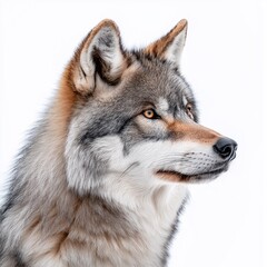 Obraz premium Grey Wolf Portrait. Wild Predator in Natural Habitat - A Close-Up of Expressive Eyes and Detailed Fur