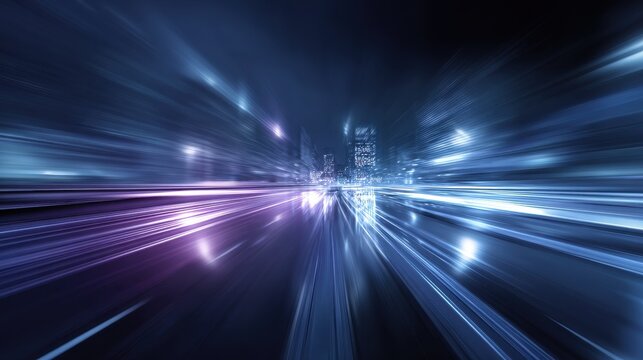 Fast-Paced Urban Cityscape at Night