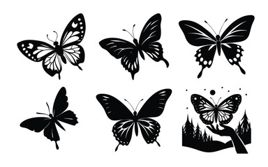 Butterflies vector art set on a white background