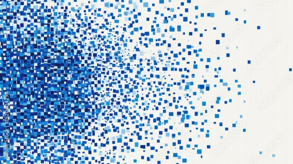 Poster blue squares flow across the grid with abstract concept theme.
