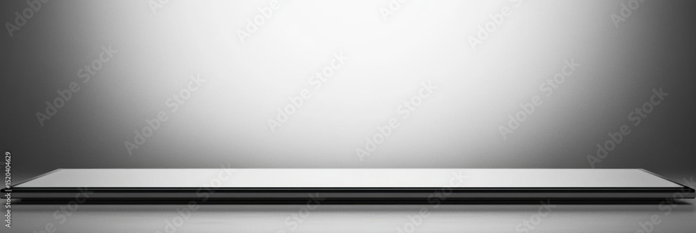 Poster showcasing empty product platform with soft lighting and backdrop