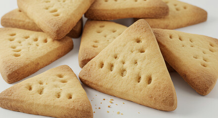 Traditional Scottish shortbread on a white background.