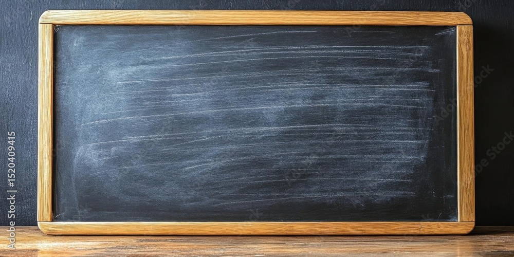 Poster blank chalkboard frame for notes, background texture and learning theme