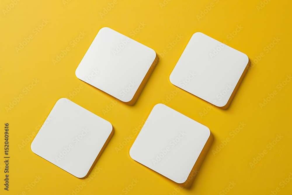 Poster high resolution image of rounded square stickers mockup set