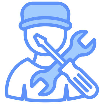 recommend clip art: Repairman Icon Outline Blue