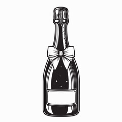 Bottle of Prosecco with bow Image vector isolated on white background.