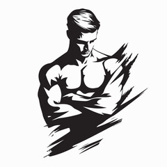 Muscular Male Models Vector Image Isolated on white Background.