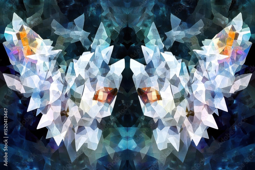 Poster abstract geometry creates kaleidoscopic pattern with fractal theme