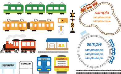 鉄道のかわいいシンプルベクターイラストデザインフレーム素材セット © KAZUOMI