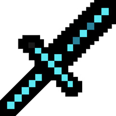 Obraz premium Pixelated Black Sword with Blue Accents Game Inspired Design