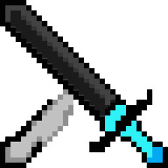Obraz premium Pixelated Sword and Sheath with Blue Accents Game Asset