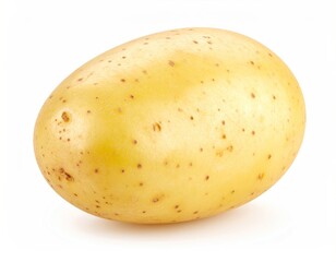 Fresh Potatoes with Bright Yellow Skin on White Background