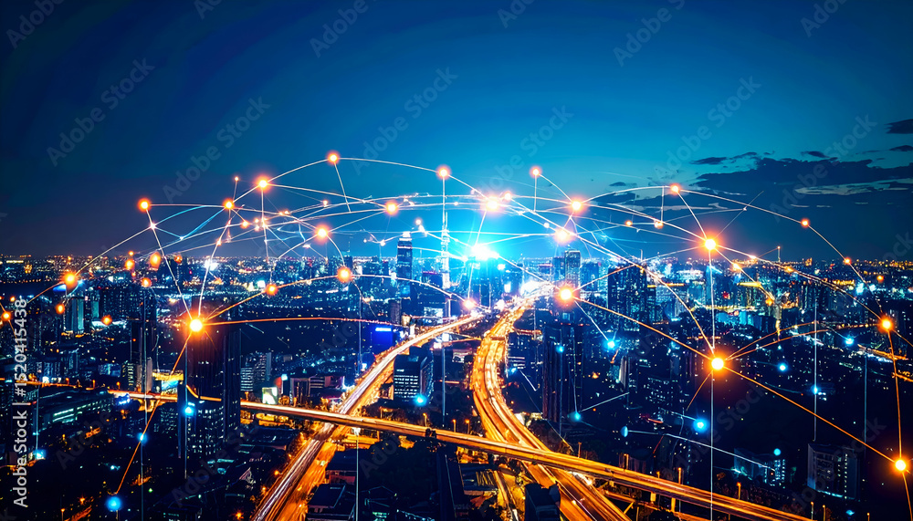 Poster global network city lights and interconnectedness - a dynamic composition of social signals and sear
