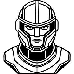 Futuristic AI Helmet – Sleek Vector on White