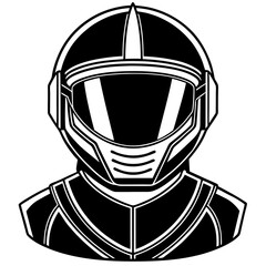 Futuristic AI Helmet – Sleek Vector on White