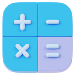 Obraz premium Calculator blue 3d render icon isolated on transparent white background 