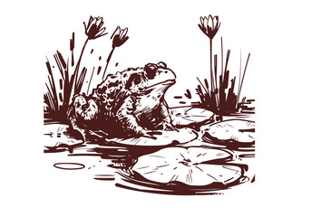 Toad Hand Drawn Natural Illustration Vector Isolated by AZ for Books, Arts, Design and Decoration Graphic Asset