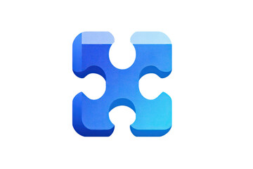 puzzle piece icon logic and brain games concept blue vector style minimalist isolated on transparent background