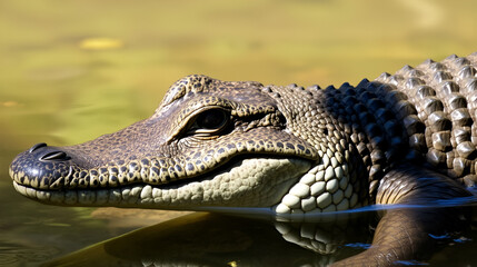 Obraz premium A captive Gharial sunning itself