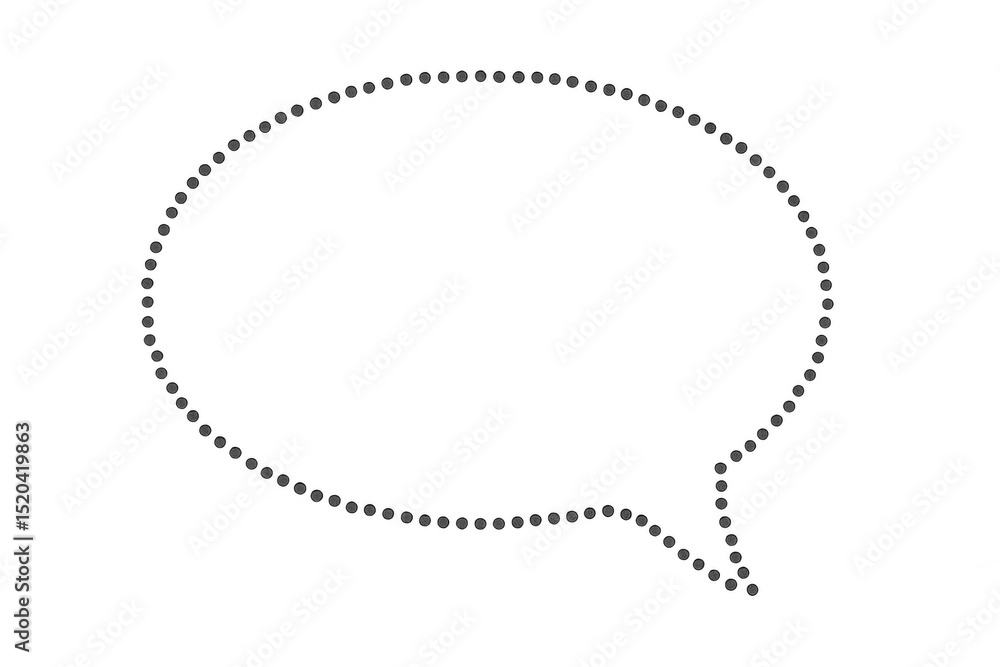 Poster dark dots forming speech bubble on transparent background, ideal for communication and message conce