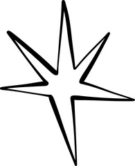 Doodle Style Spark Star with Four Angled Points