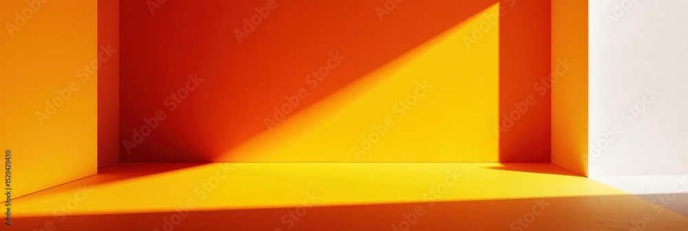 Poster warmth and shadows create abstract, a minimal space with light play