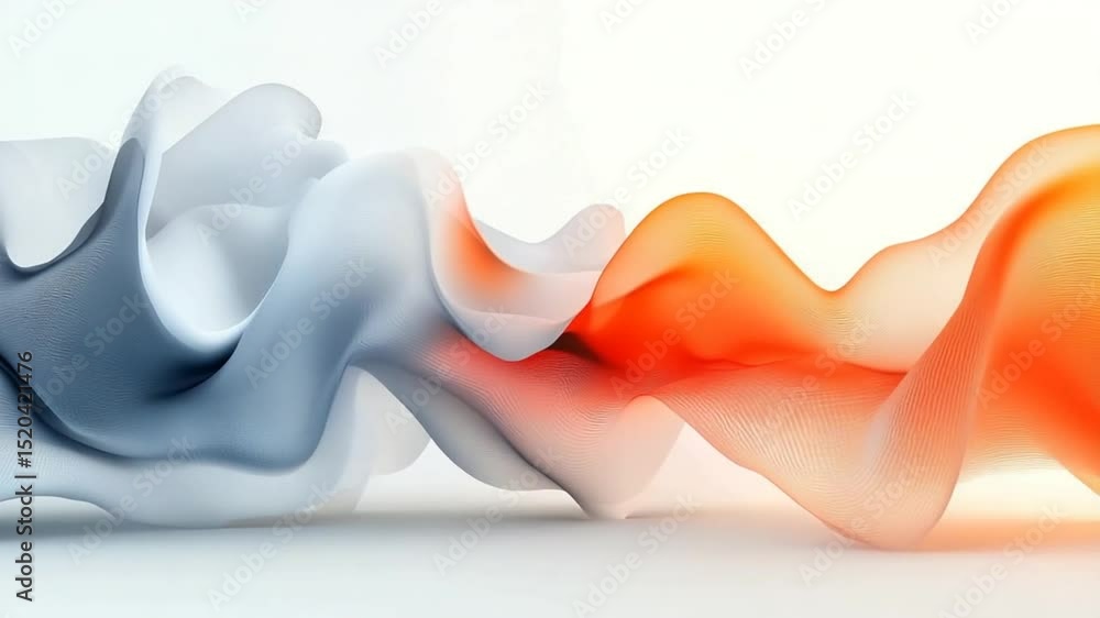 Poster abstract wave background animation: subtle motion of intertwined gray and orange forms