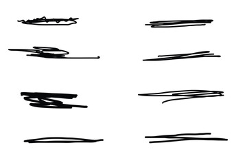 Vector hand drawn collection of underlines and highlight lines