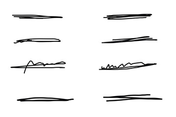 Vector hand drawn collection of underlines and highlight lines