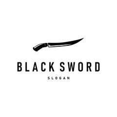 sword logo design, a tool of war and cutting with a simple black silhouette, illustration of a sword symbol template for a product or business brand