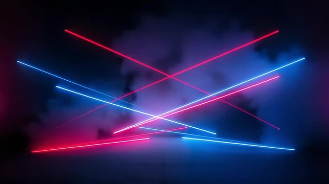 Colorful Laser Light Show with Bright Neon Beams Shooting Across Dark Sky