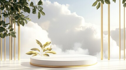 3d elegant white cylinder islamic podium