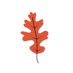 Set of autumn leaves from different trees, oak, maple, chestnut. Simple, yellow, red, orange fall leaf set for pattern, banner, sticker, Hello autumn card. Flat vector illustration on white background