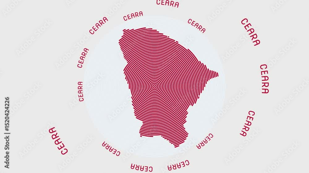 Poster ceara shape with dynamic circles visual effect. animation of ceara logo appearing from rotating ring