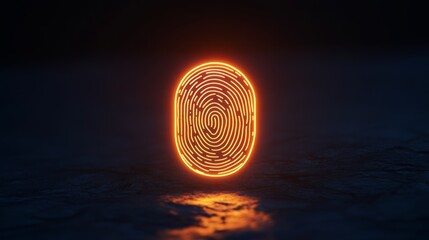 Illuminated Fingerprint Scanner Icon in Dark Background
