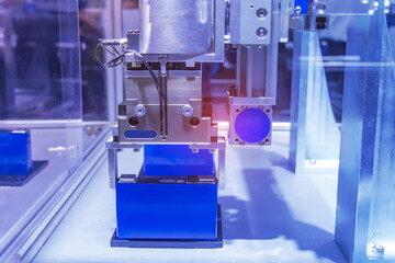 automatic robot arm at industrial manufacture factory of lithium battery