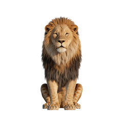 Majestic lion sits regally a symbol of power and pride against a pitch on transparent background