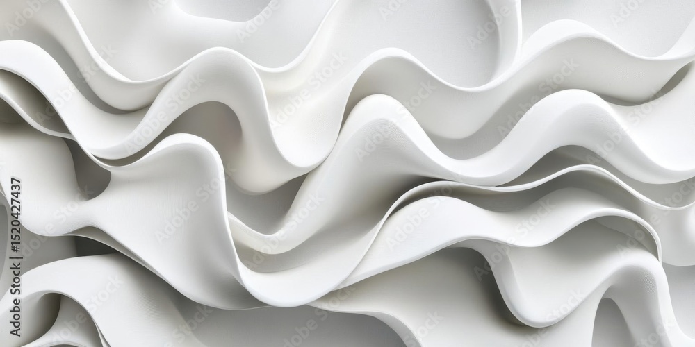 Poster observe elegant white waves forms a sophisticated design with gentle curves