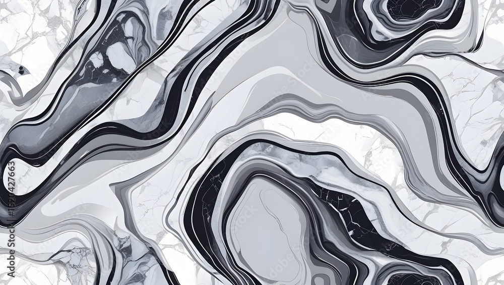 Poster elegant grayscale marble swirls create a captivating abstract design. the flowing lines and varying 
