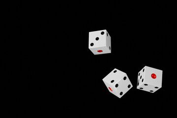 黒背景に三つのサイコロ